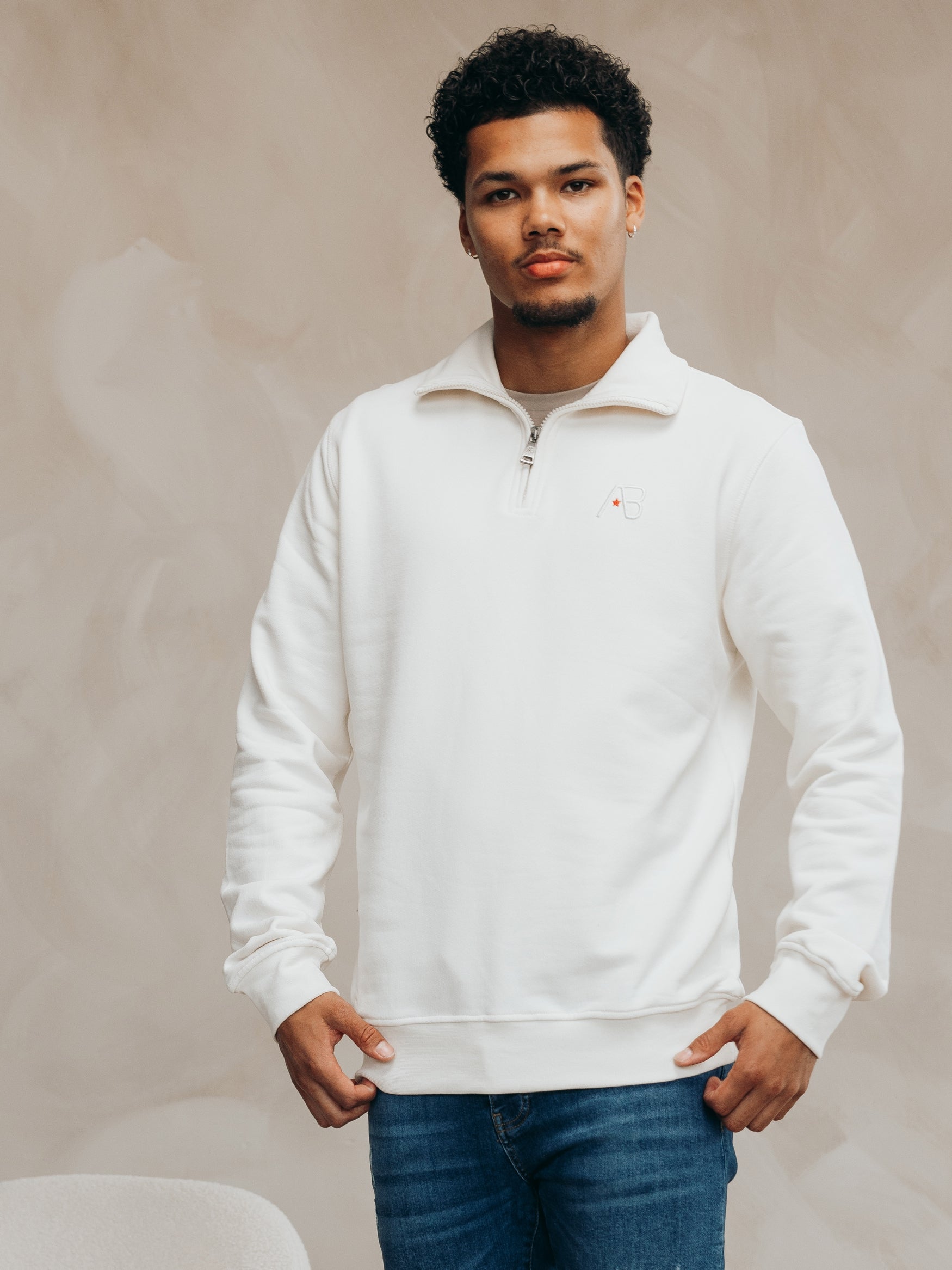 Diamond Half-Zip Sweater | Off White