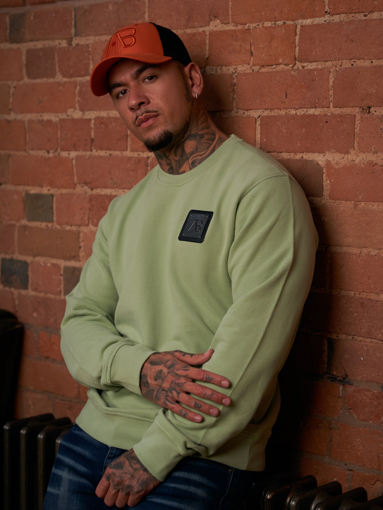 Loose-Fit Metal Crewneck | Sage Green