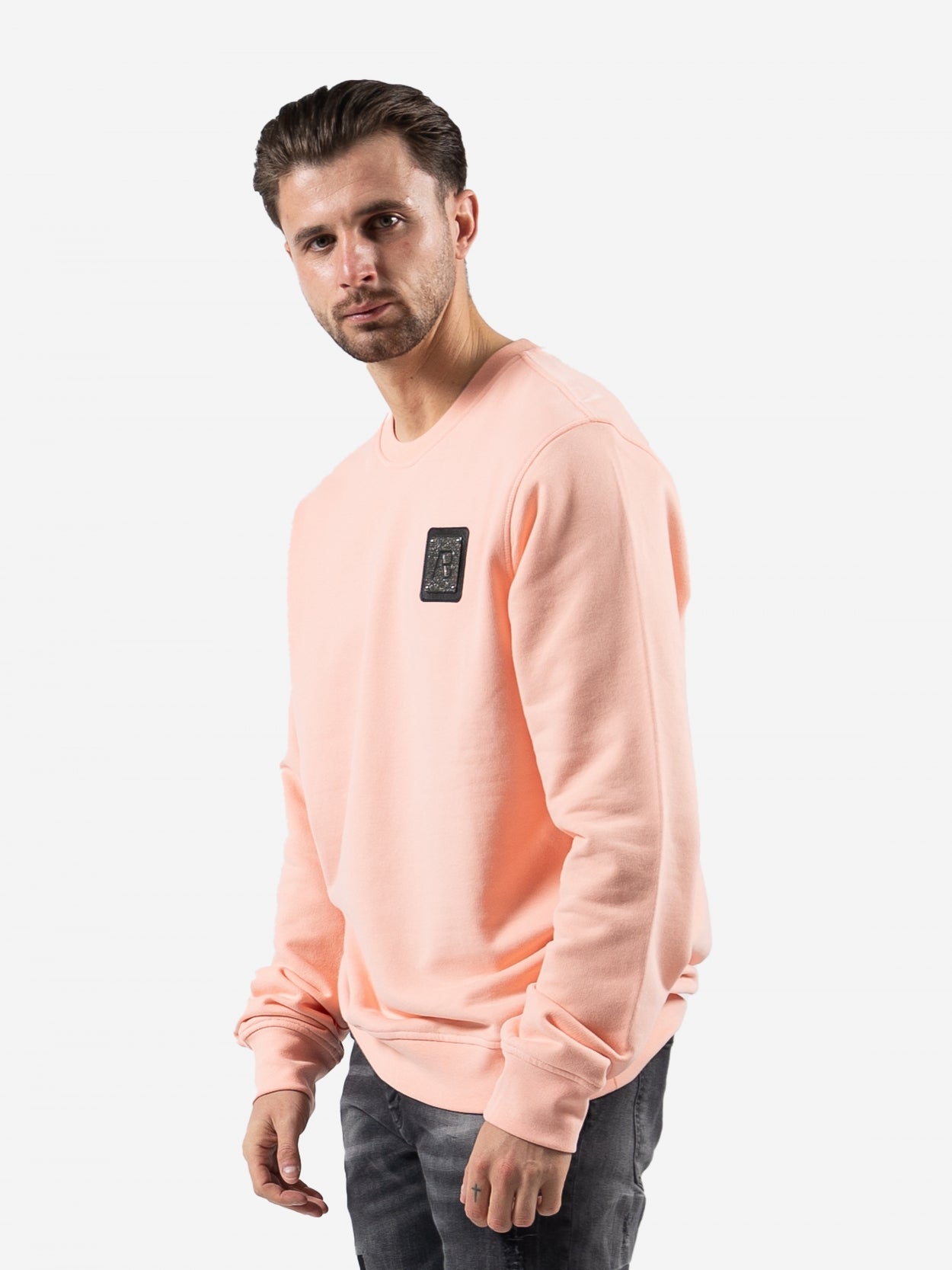 Loose-Fit Metal Crewneck | Apricot Blush