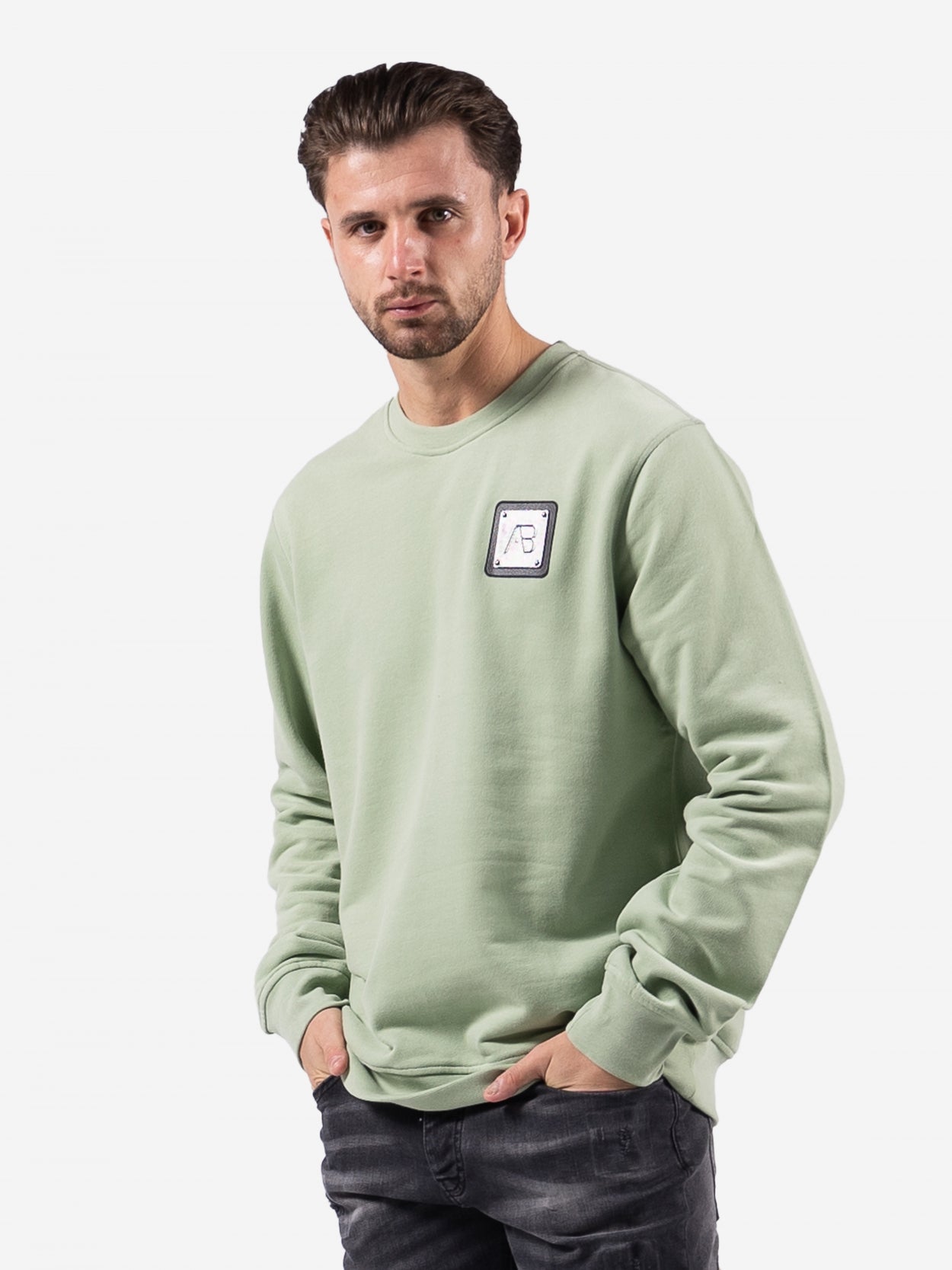 Loose-Fit Metal Crewneck | Sage Green